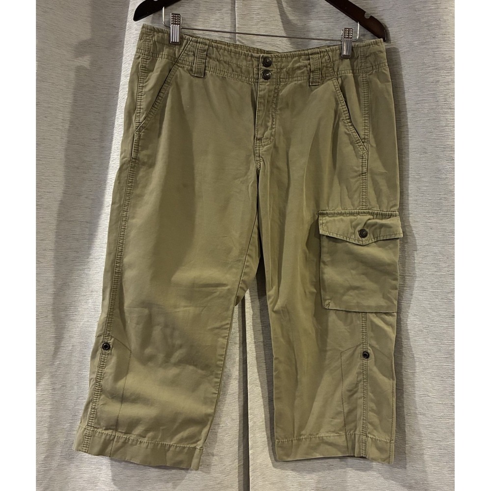 Vintage GAP Y2K Cargo Capri Khaki Shorts Utility Pocket Cropped Pants Size 10